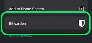 Bitwarden in the Share menu 