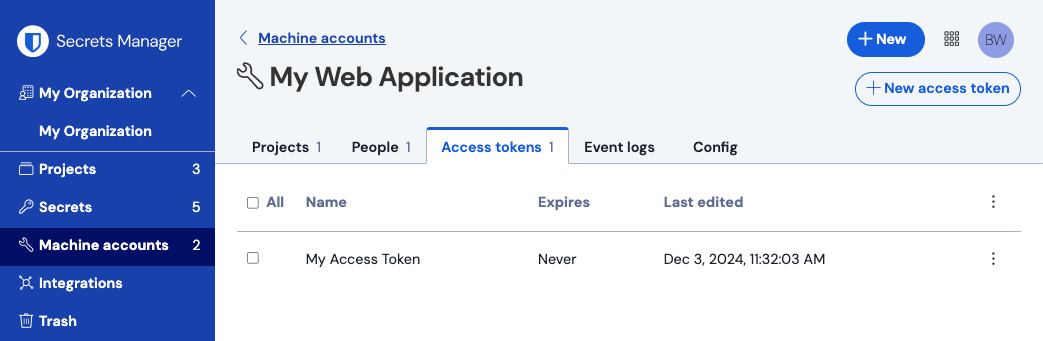 Binnen een serviceaccount