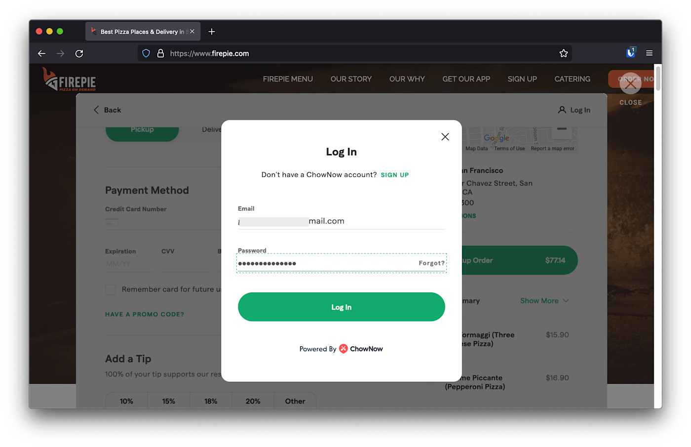 Autofilling ChowNow Credentials
