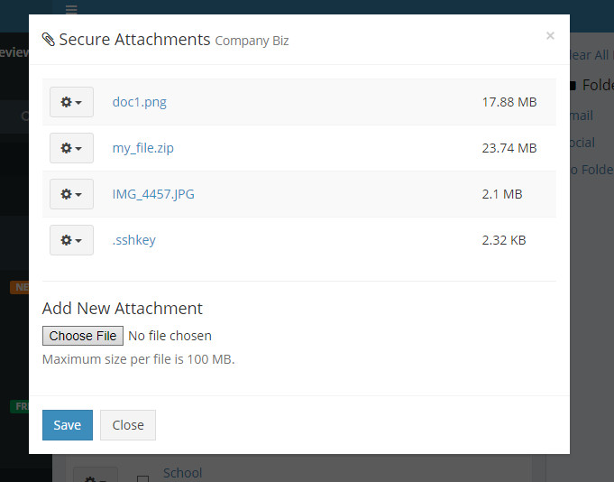 Attachments for an entry in the web vault