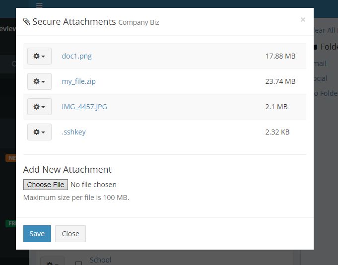 Attachments for an entry in the web vault