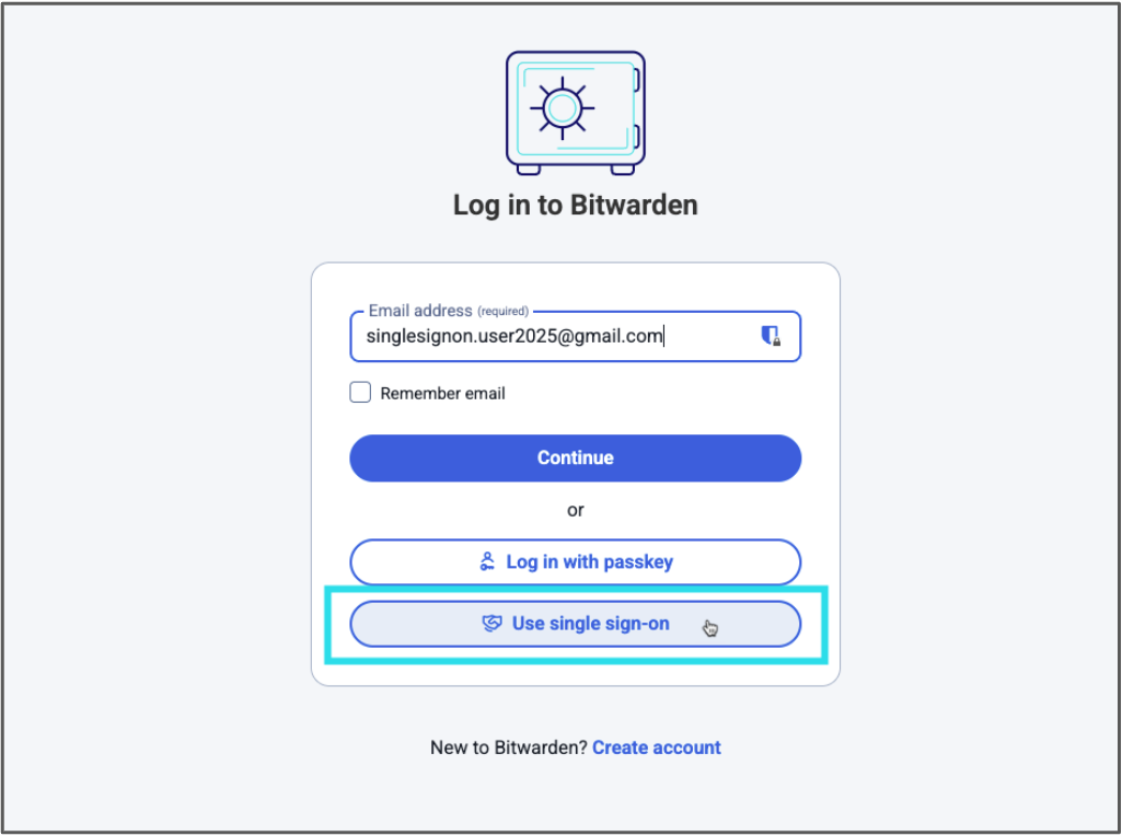 Select Use single sign-on after entering your email address
