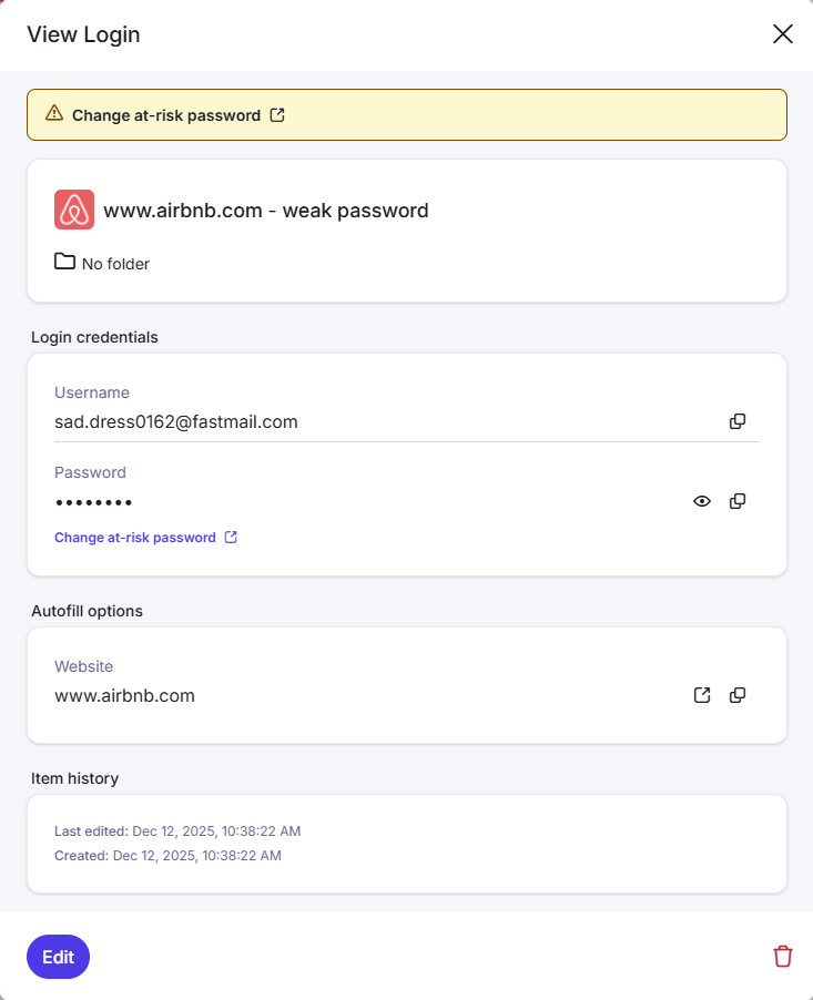 ändra lösenord i riskzonen skärmdump