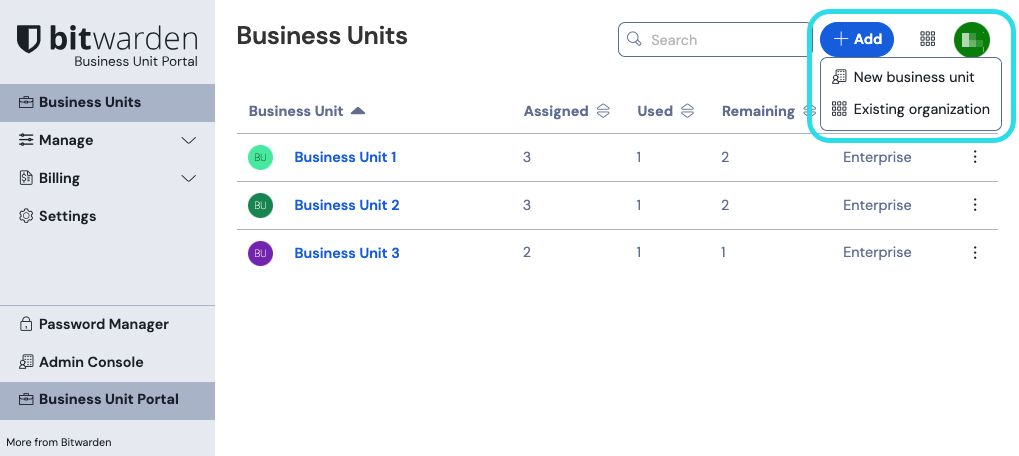 Add business unit
