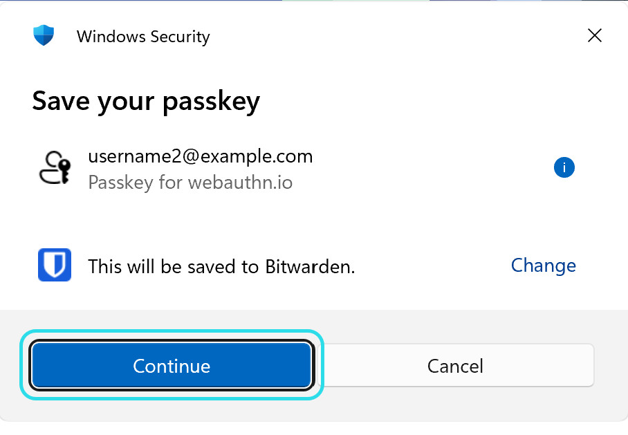 Create passkey in Windows desktop