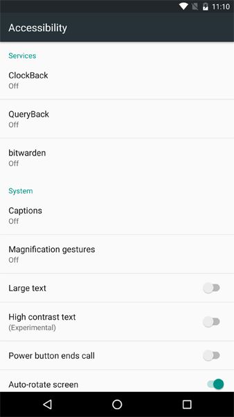 Tap the Bitwarden option under the services heading
