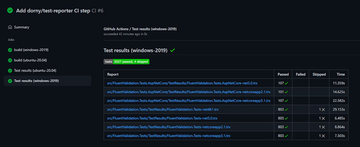 Add dorny/test-reporter CI step