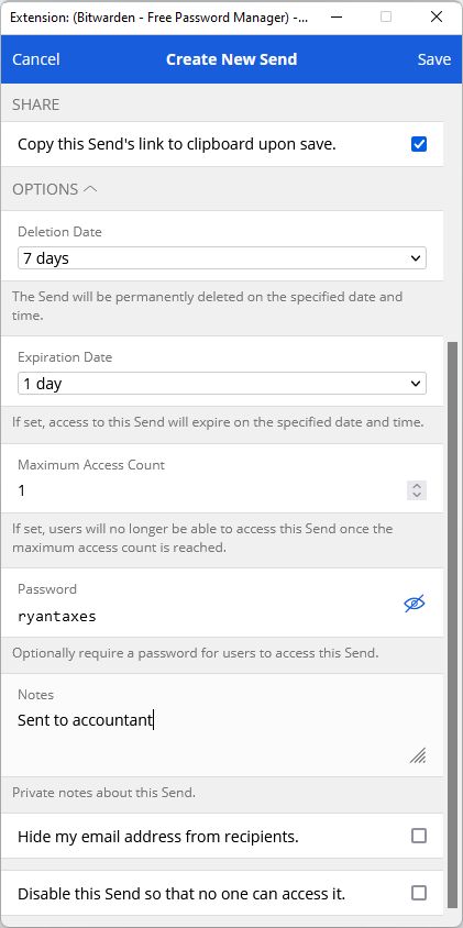 Select any extra options and click Save.