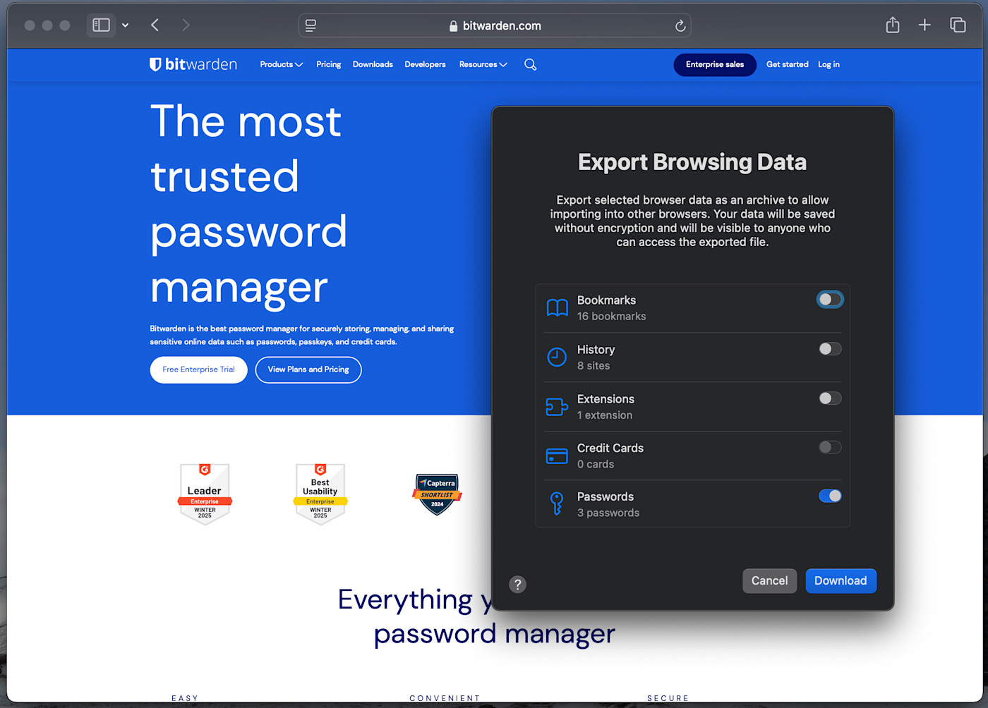 Safariからのエクスポート