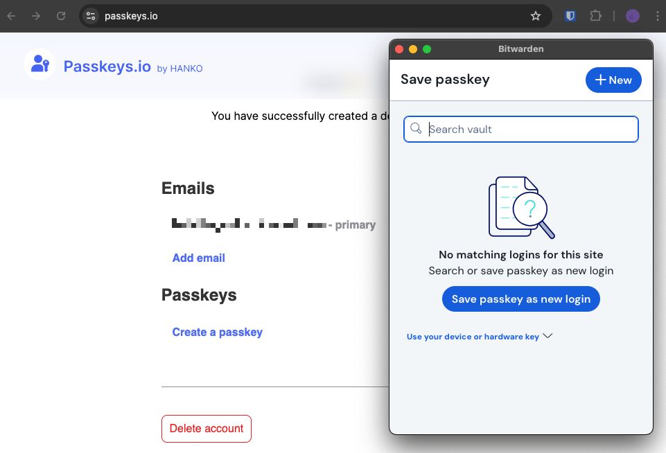 Save passkey