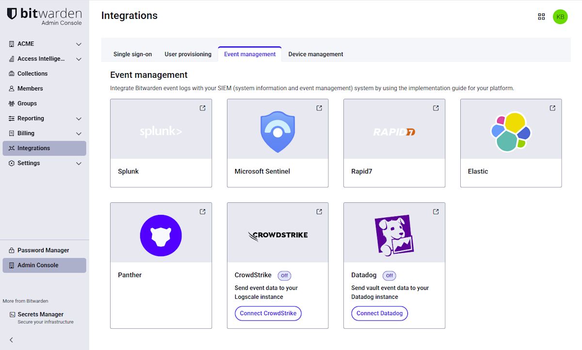 CrowdStrike and DataDog - integrations page