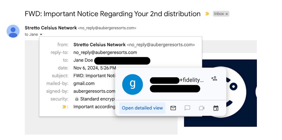 Crypto withdrawal second email