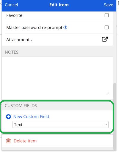 Adding a new custom field from the browser extension