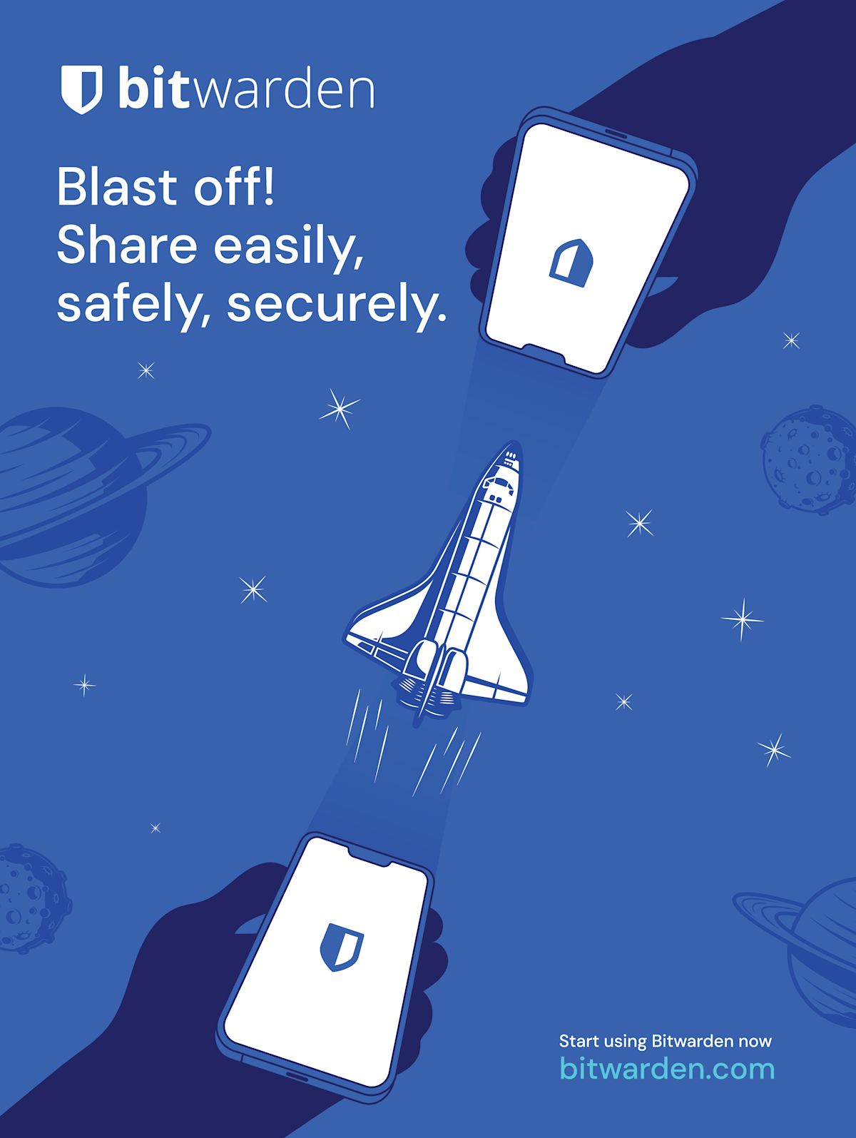 Blast off! Share easily, safely, securely.