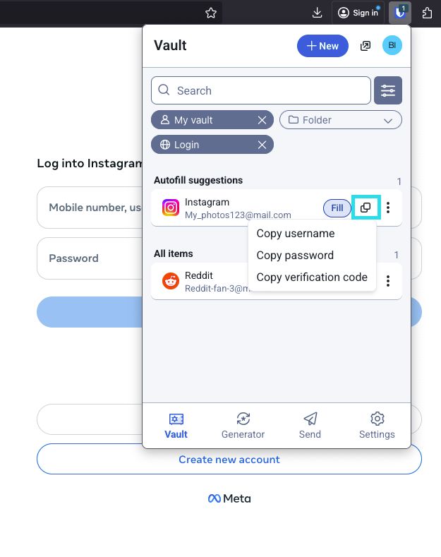 Copy a password