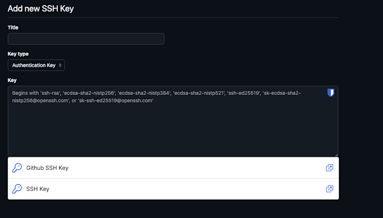 Inline sutofill SSH key