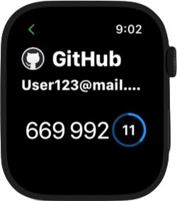 Apple Watch TOTP-Bildschirm