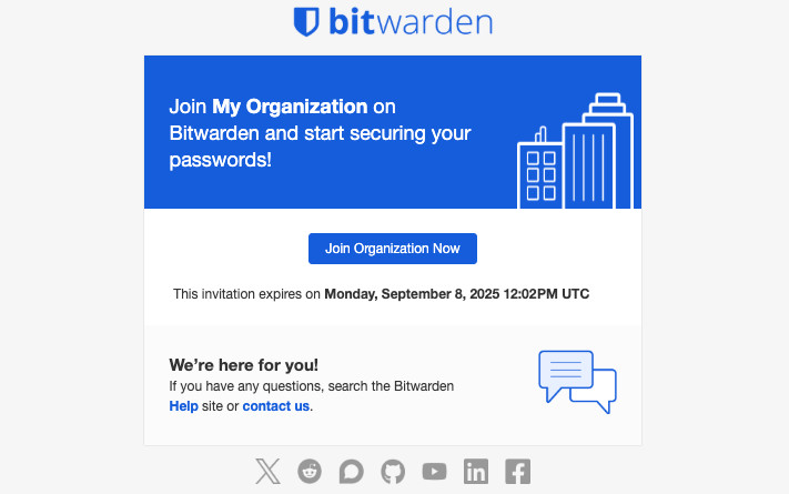 Organization invitation