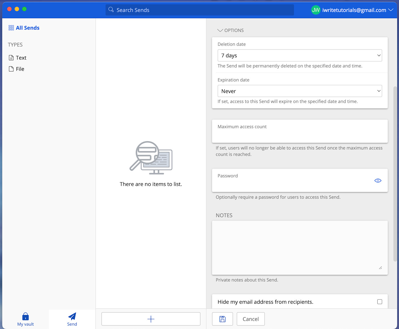 Figure 3: Make sure to carefully consider all of the options available for the Send.