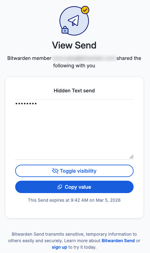 Receiving a hidden-text Send