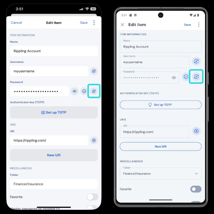 Password generator on mobile