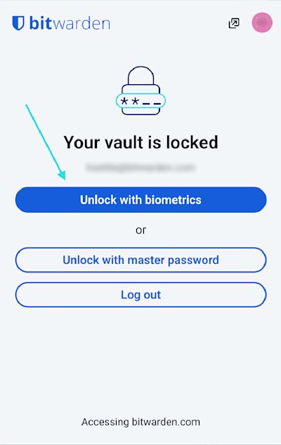 Unlock with biometrics browser