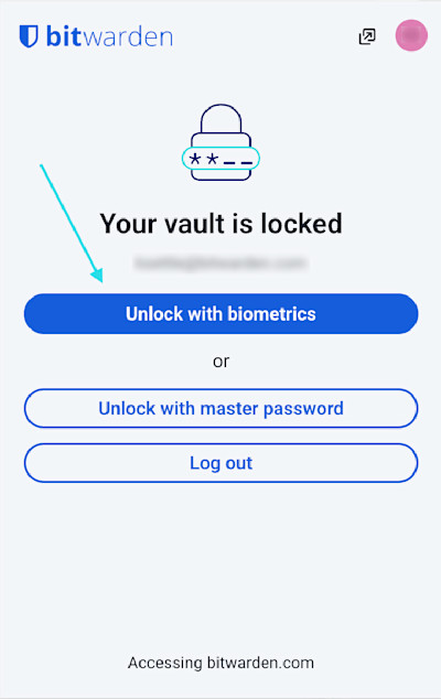 Unlock with biometrics browser