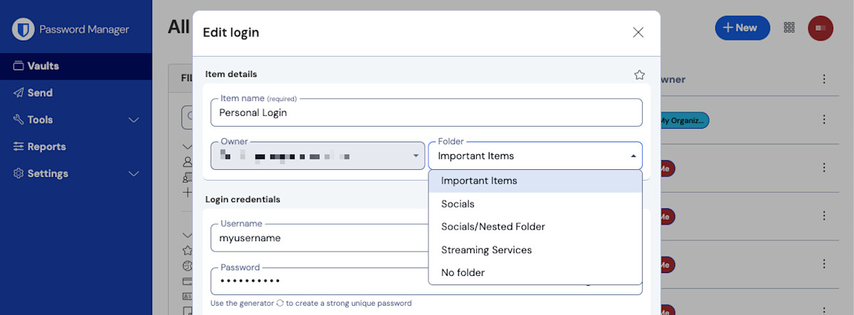Move item to a Folder