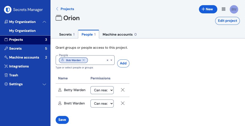 Add people to a project