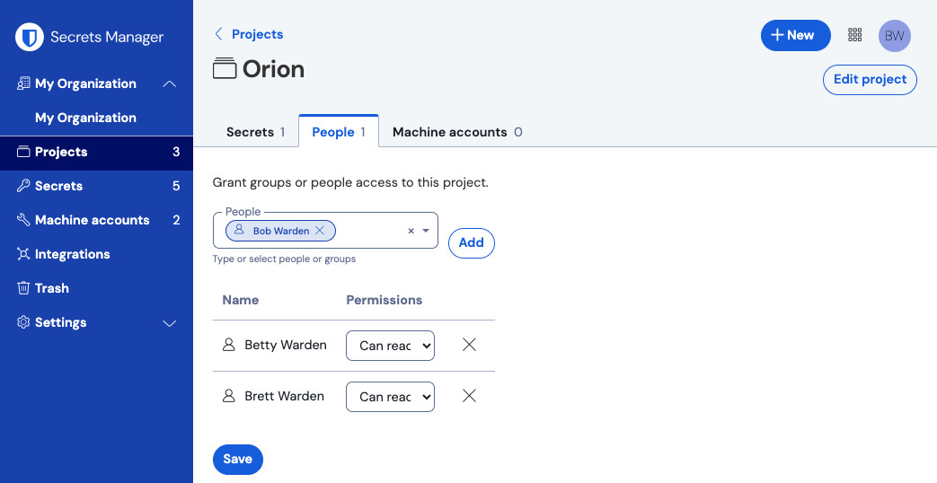 Add people to a project