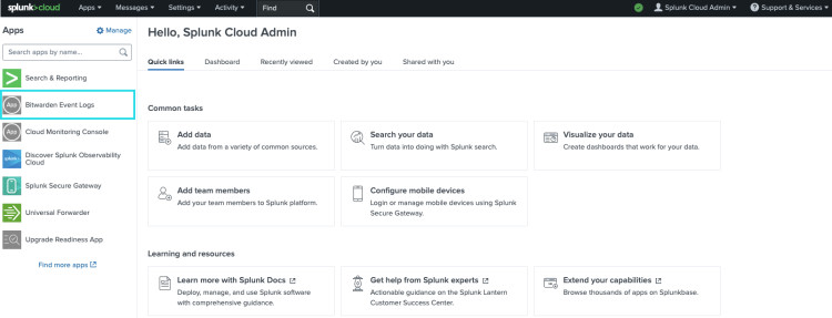 Bitwarden on Splunk dashboard