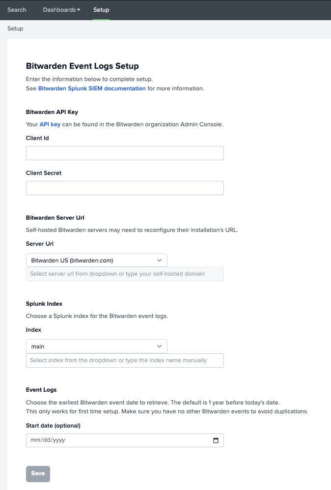 Setup Bitwarden menu