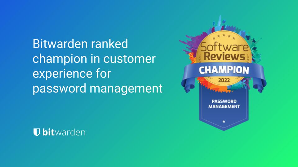 Bitwarden ranked champion in customer experience for password management