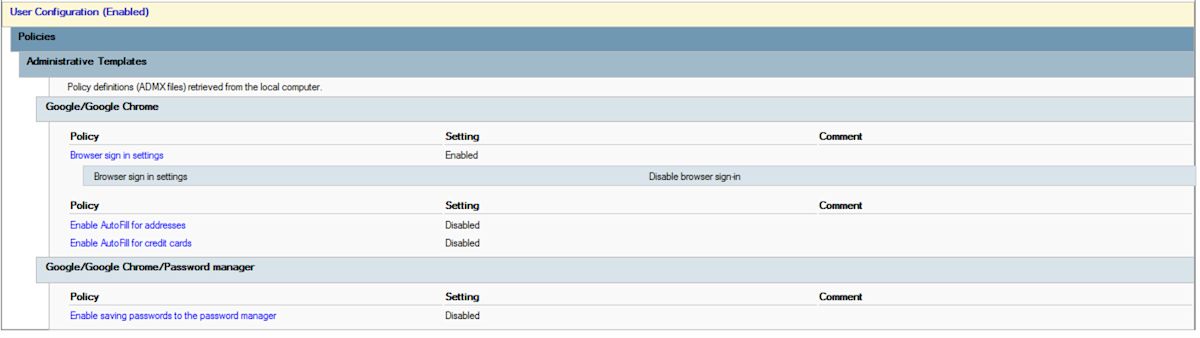 Chrome Settings