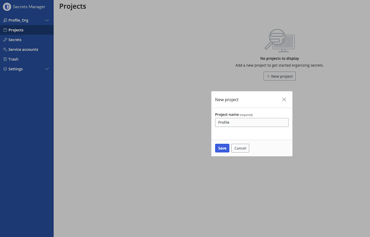 Secrets Manager new project