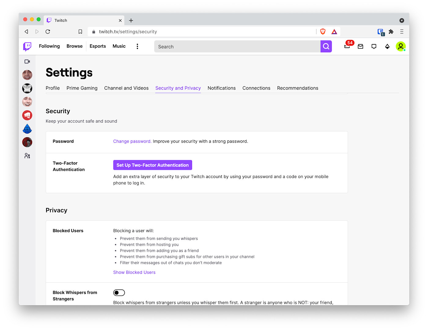 Setting up Two-Factor Authentication with Twitch