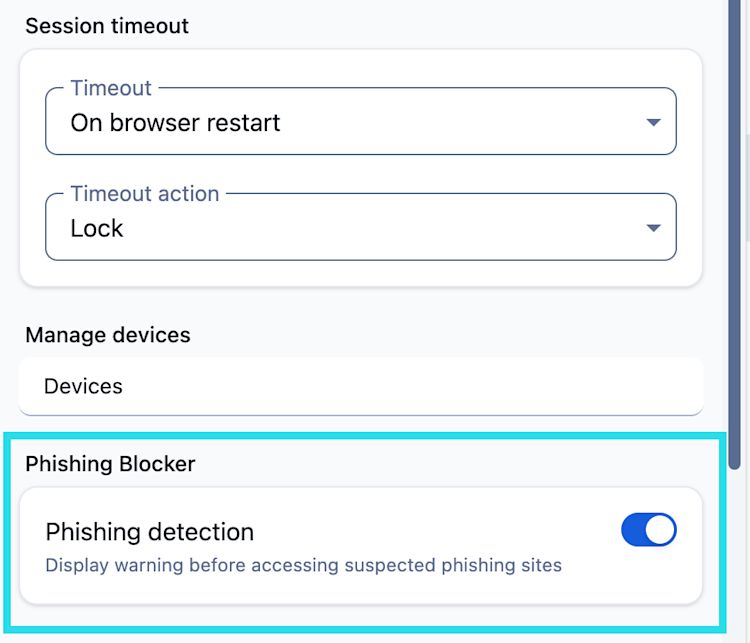 Toggle phishing blocker