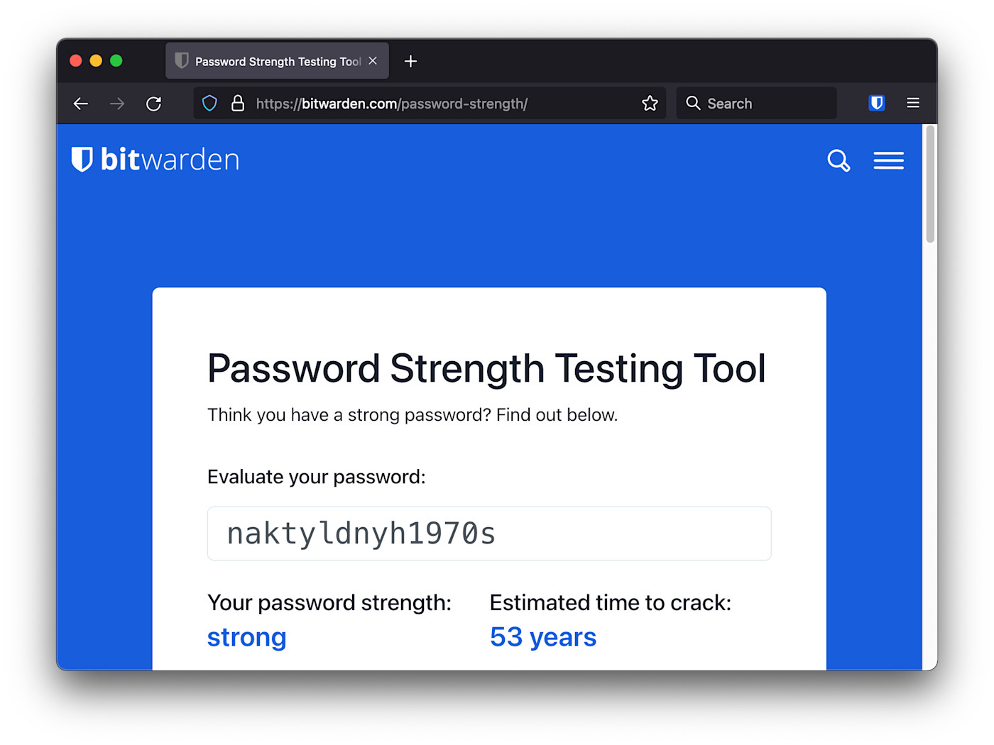 Bitwarden Password Strength Testing Tool