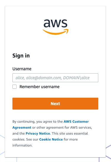 AWS login screen