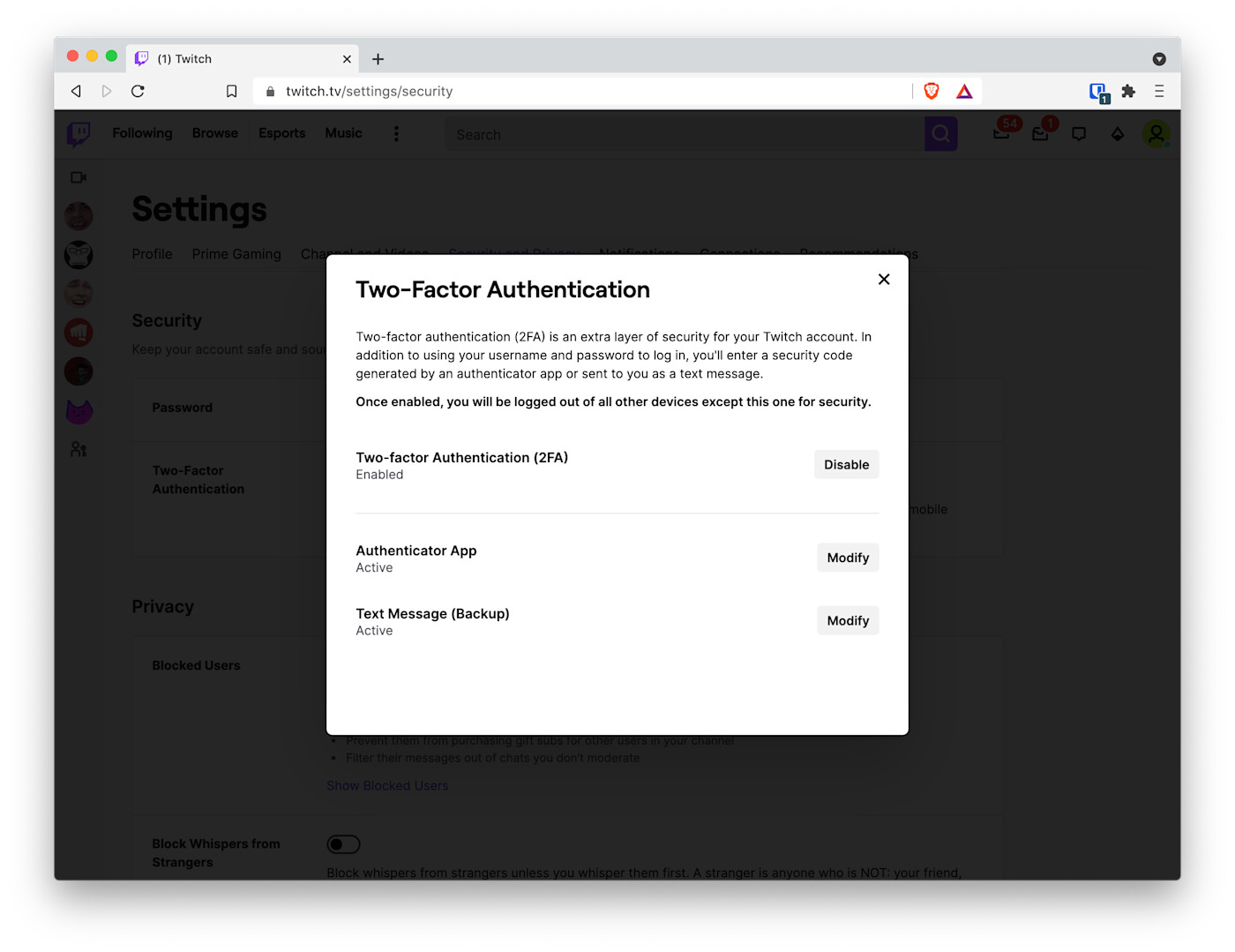 Authentication App Enabled and SMS as a Backup Notification