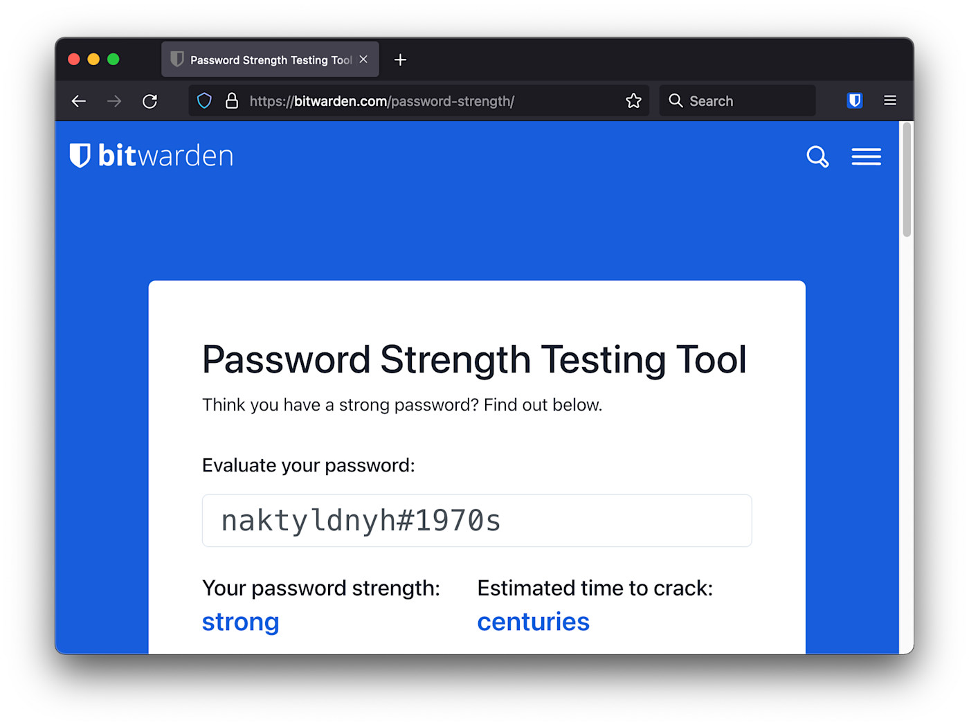 Bitwarden Password Strength Testing Tool