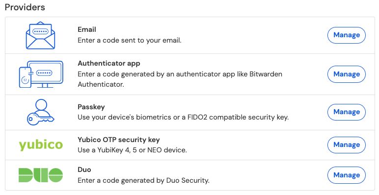 Two-step login providers