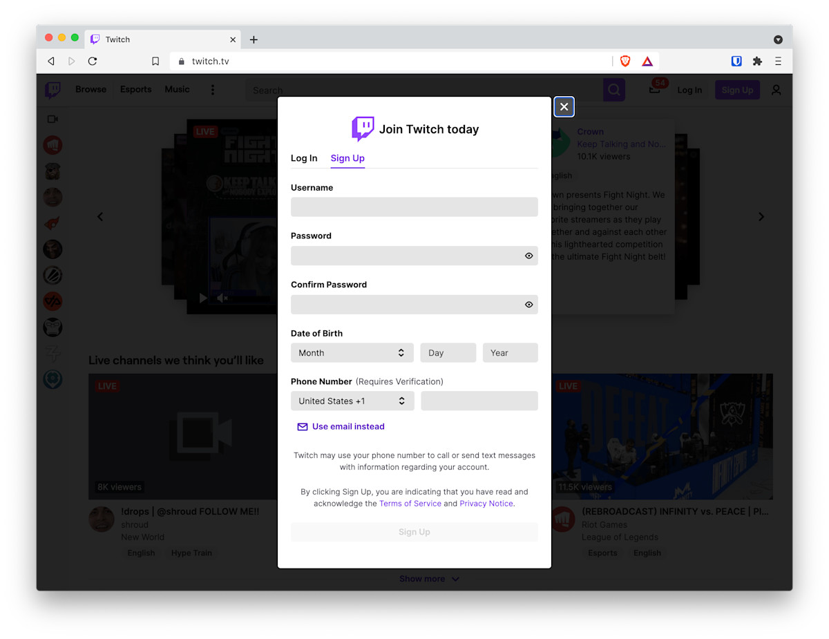Login to Twitch