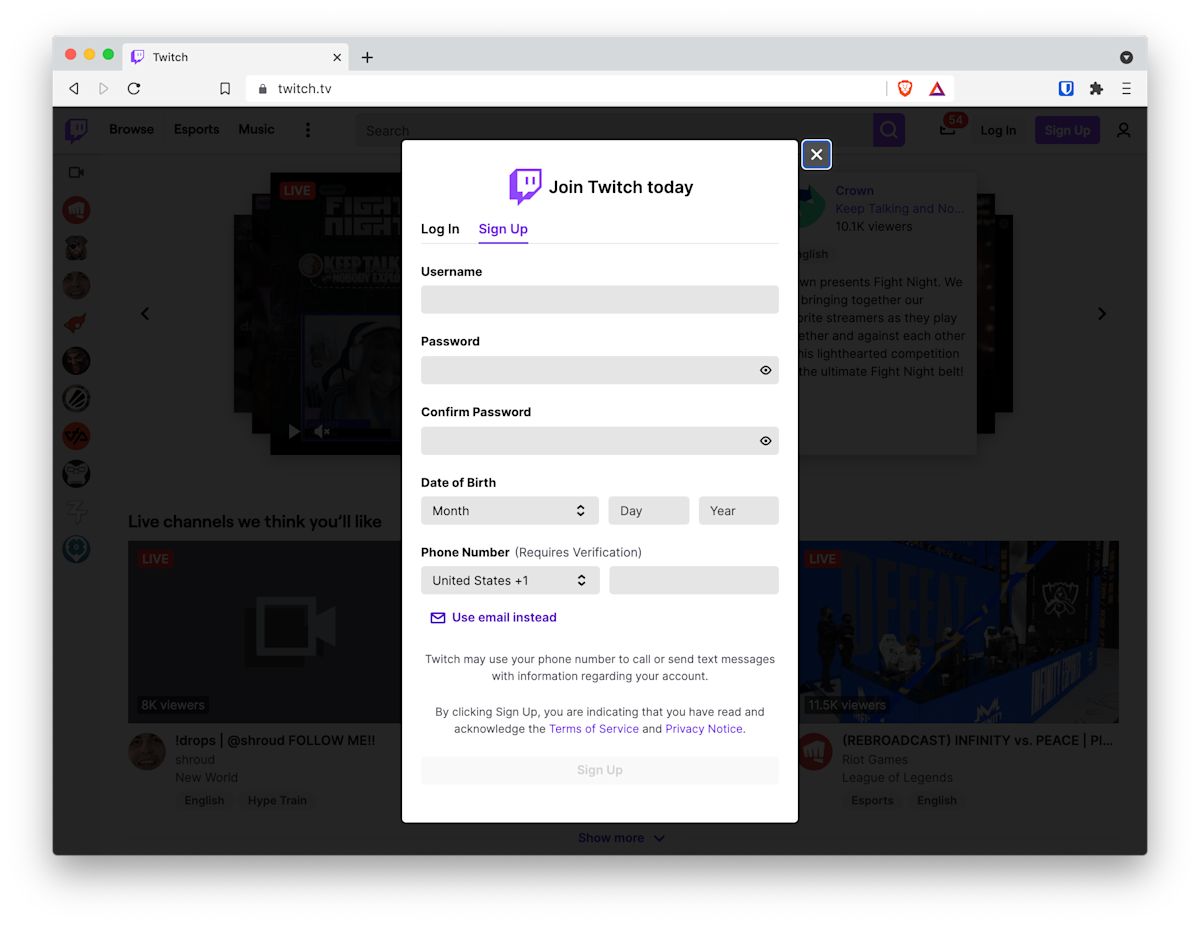 Login to Twitch