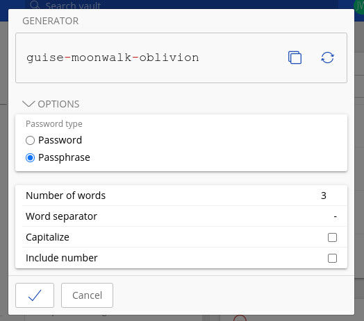 With Options expanded, you can then select Passphrase.