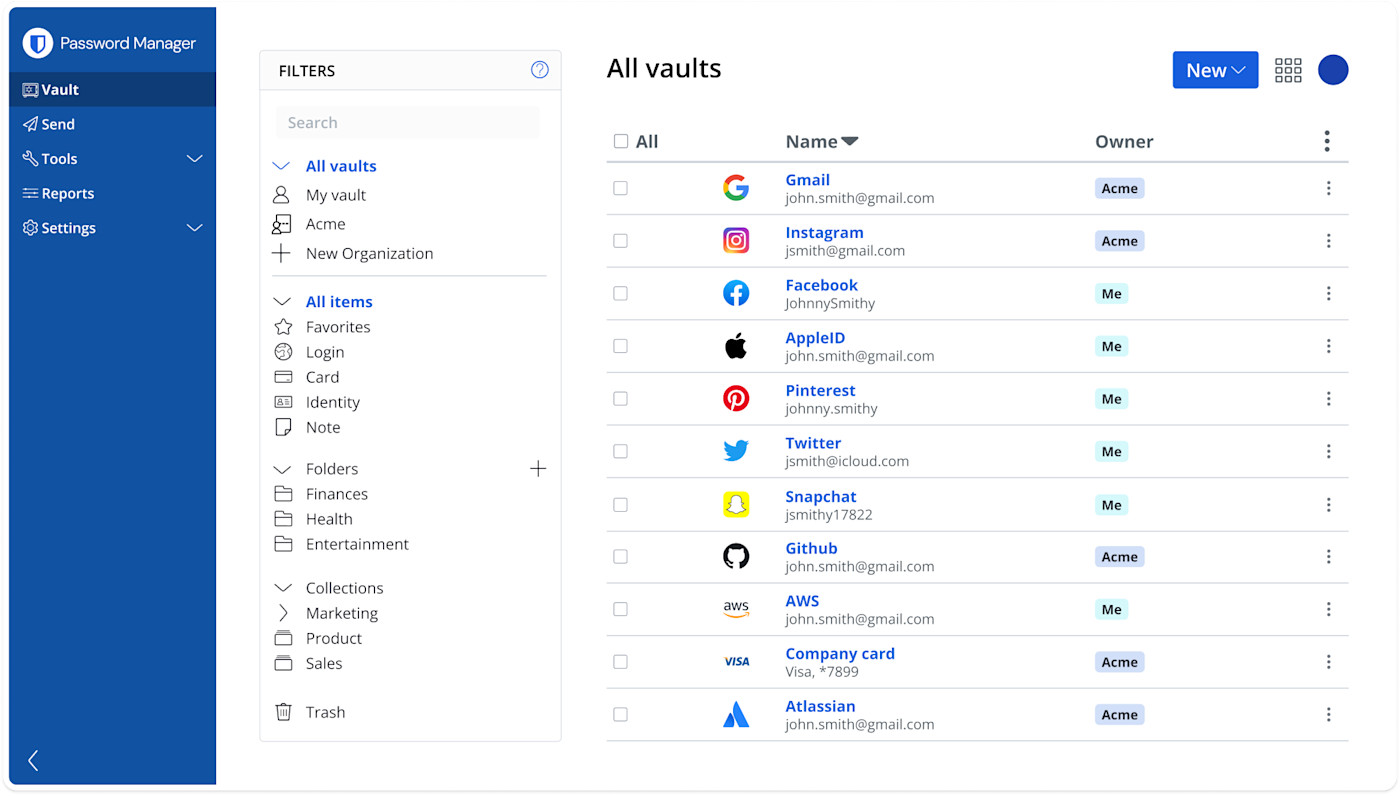Bitwarden Web UI Figure 1 - Bitwarden Web UI Figure 1