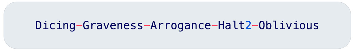 Example of a strong passphrase generated by the Bitwarden Password Generator