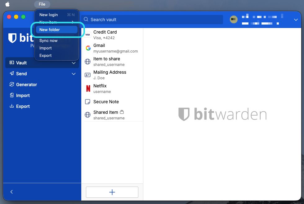 Add a folder on desktop