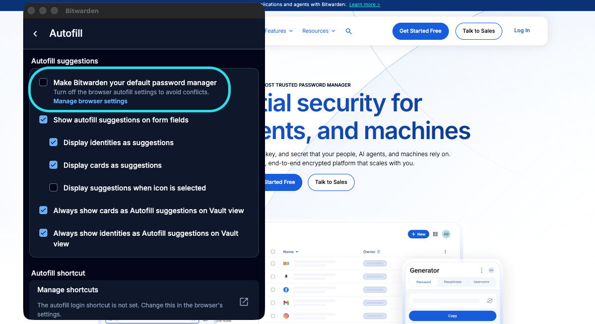 Make Bitwarden your default