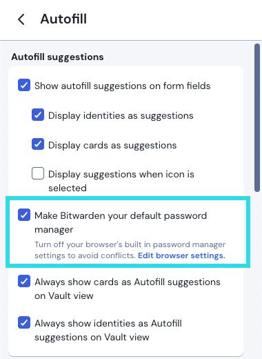 Make Bitwarden default password manager